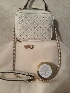 INC Bundle deal. White Quilted Crossbody Bag with Gold Chain Strap